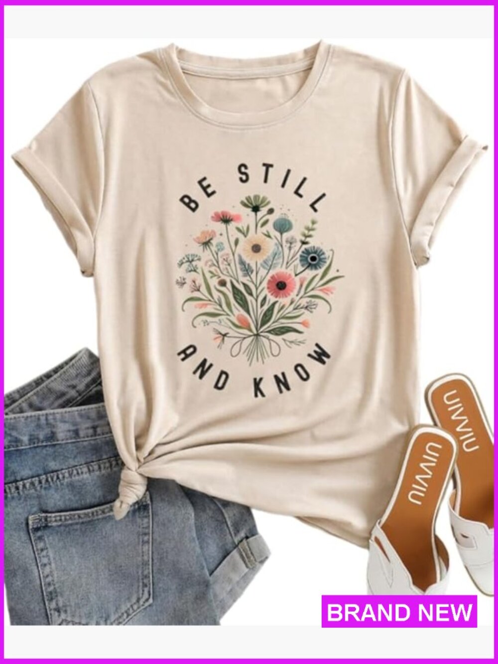 Positive Quote Graphic Tee Short Sleeve Crew Neck Cotton Blend Pull On Top